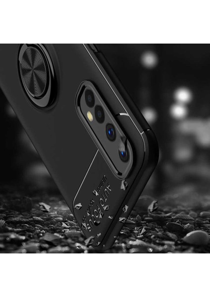 Realme 7 Kılıf Zore Ravel Silikon Kapak-Siyah-Kırmızı