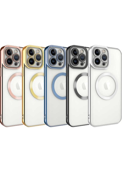 Apple iPhone 13 Pro Max Kılıf Magsafe Wireless Şarj Özellikli Zore Setro Silikon-Mavi