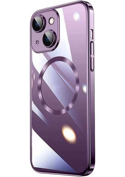 Apple iPhone 14 Plus Kılıf Wireless Şarj Özellikli Sert Pc Zore Riksos Magsafe Kapak-Derin Mor