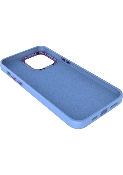 Apple iPhone 14 Plus Kılıf Metal Çerçeve ve Buton Tasarımlı Silikon Zore Luna Kapak-Sierra Mavi