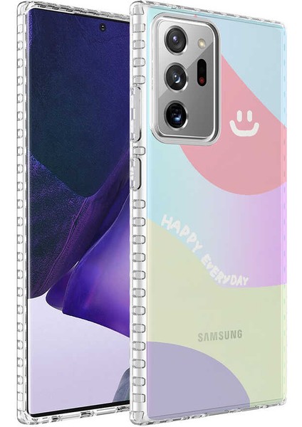 Galaxy Note 20 Ultra Kılıf Airbag Kenarlı Renkli Desenli Silikon Zore Elegans Kapak-No7