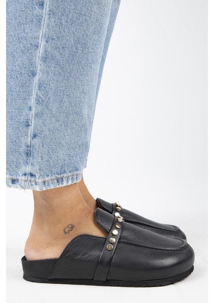 Bonita 2 Kadın Hakiki Deri Troklu Sabo Siyah Terlik fiyatları