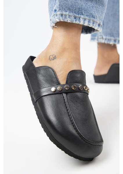 Bonita 2 Kadın Hakiki Deri Troklu Sabo Siyah Terlik indirimleri