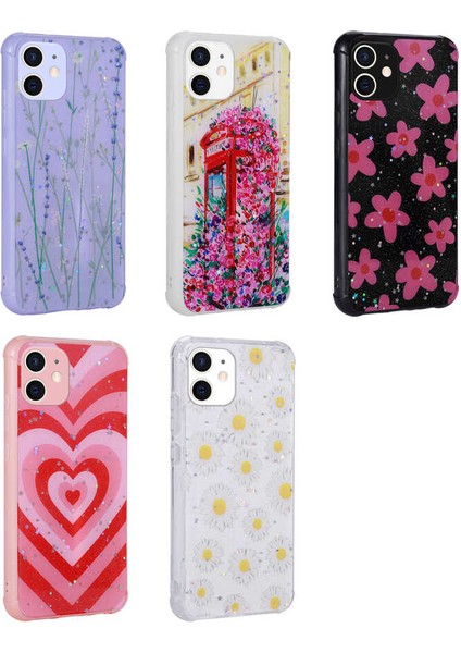 Apple iPhone 11 Kılıf Simli Desenli Kamera Korumalı Parlak Zore Popy Kapak-Dallar