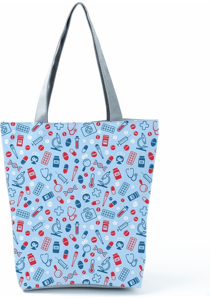 Hemşire Kalp Diş Işareti Özelleştirilmiş Kadın Seyahat Omuz Polyester Tote Çanta (Yurt Dışından)