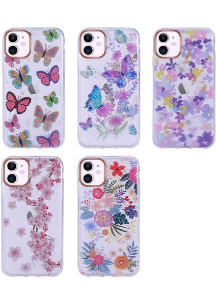 Apple iPhone 11 Kılıf Desenli Simli Sert Zore Inka Kapak-No1