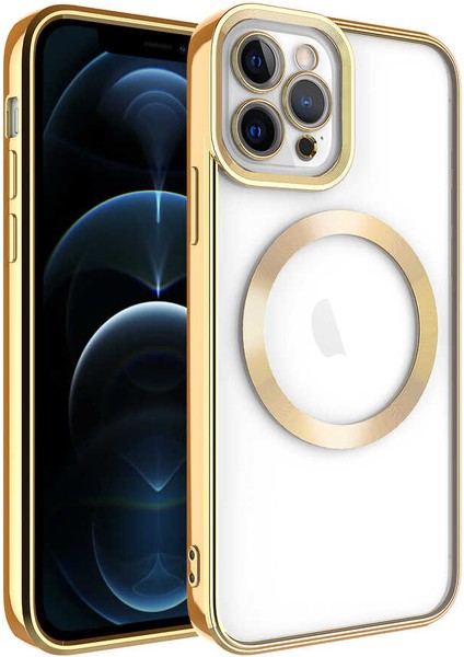 Apple iPhone 11 Pro Kılıf Magsafe Wireless Şarj Özellikli Zore Setro Silikon-Gold