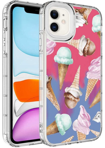 Apple iPhone 12 Uyumlu Kamera Korumalı Renkli Desenli Sert Silikon Zore Korn Kapak-No9