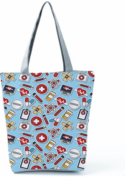 Hemşire Kalp Diş Işareti Özelleştirilmiş Kadın Seyahat Omuz Polyester Tote Çanta (Yurt Dışından)