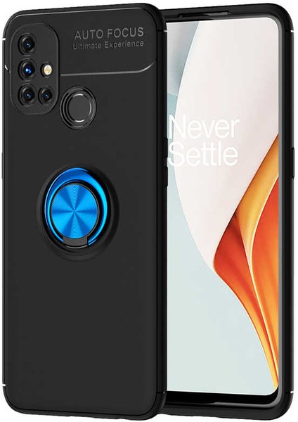 One Plus Nord N10 5g Kılıf Zore Ravel Silikon Kapak-Siyah-Mavi