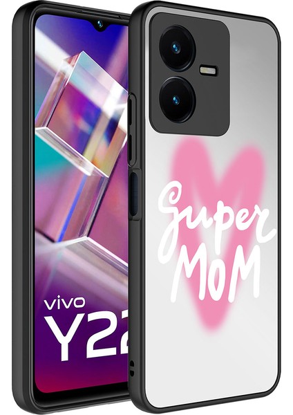 Vivo Y35 Kılıf Aynalı Desenli Kamera Korumalı Parlak Zore Mirror Kapak-Süper Anne