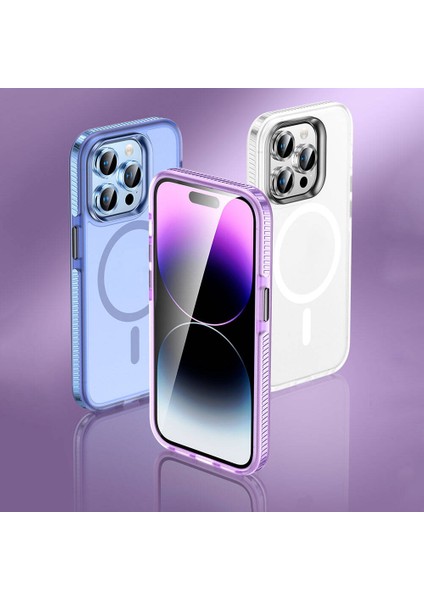 Apple iPhone 15 Pro Kılıf Airbagli Magsafe Wireless Şarj Özellikli Lens Koruyuculu Zore Klaptika Kapak-Mavi