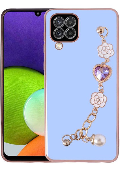 Galaxy A12 Kılıf El Tutamaçlı Kamera Korumalı Zore Taka Silikon Kapak-Mor