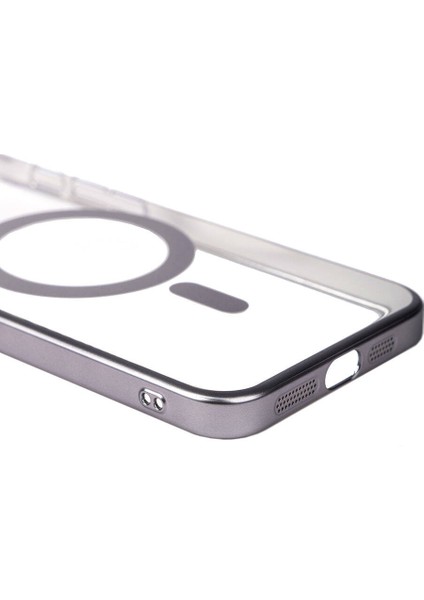 Apple iPhone 15 Pro Uyumlu Wireless Şarj Özellikli Sert Pc Zore Mat Riksos Magsafe Kapak-Lacivert