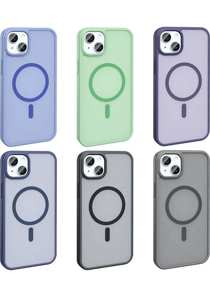 Apple iPhone 15 Plus Kılıf Magsafe Şarj Özellikli Mat Arka Yüzey Zore Sio Kapak-Gri