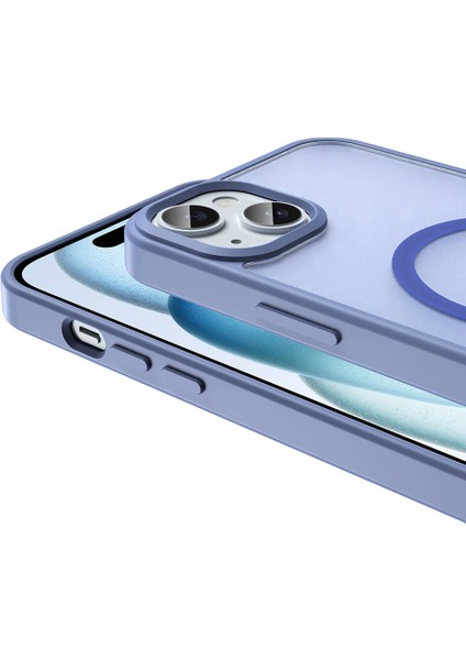 Apple iPhone 15 Plus Kılıf Magsafe Şarj Özellikli Mat Arka Yüzey Zore Sio Kapak-Gri