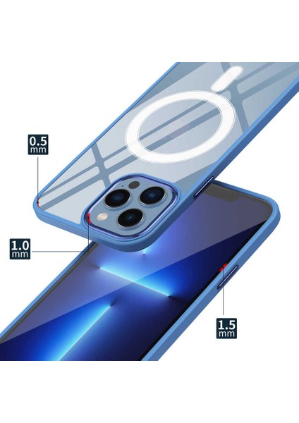 Apple iPhone 12 Pro Uyumlu Wireless Şarj Özellikli Zore Krom Magsafe Silikon Kapak-Pembe Açık