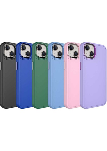 Apple iPhone 14 Plus Kılıf Metal Çerçeve ve Buton Tasarımlı Sert Zore Botox Kapak-Siyah