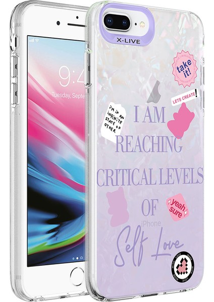 Apple iPhone 7 Plus Kılıf Mermer Desenli Zore Marbello Kapak-Mor