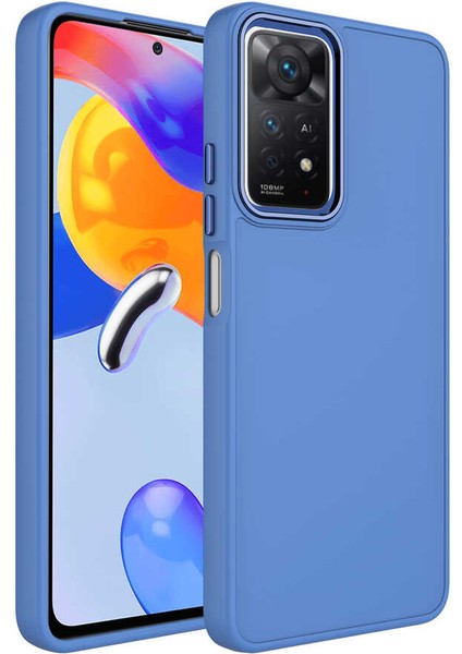 Xiaomi Redmi Note 11 Global Kılıf Metal Çerçeve ve Buton Tasarımlı Silikon Zore Luna Kapak-Lavendery Gray