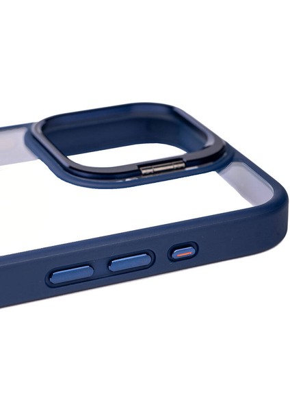 Apple iPhone 15 Pro Max Kılıf Kamera Lens Korumalı Standlı Zore Klon Lensli Kapak-Siyah
