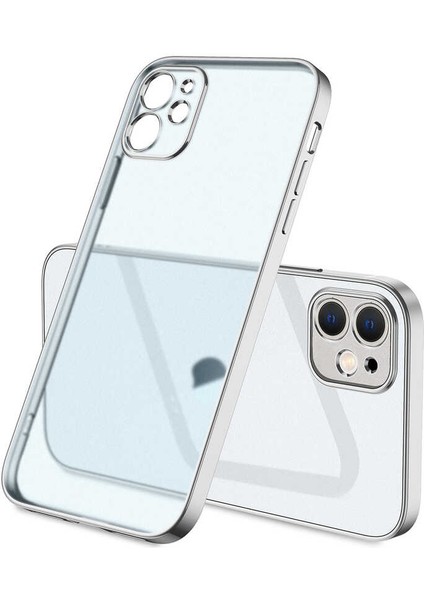 Apple iPhone 12 Kılıf Zore Mat Gbox Kapak-Gümüş
