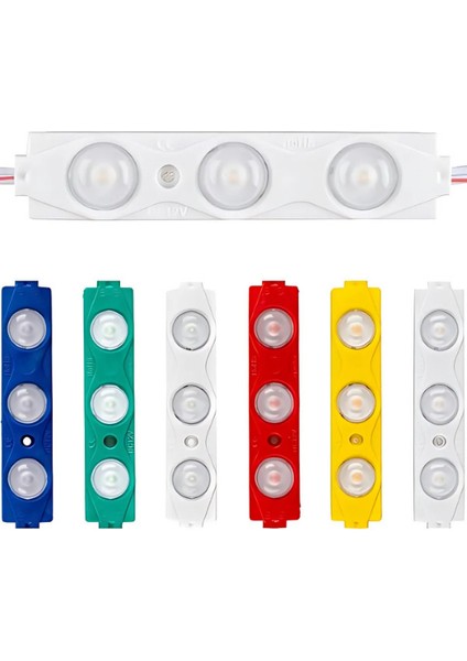 3 Lensli Modül Led Kırmızı 12 Volt 1.2 Watt 2835 ( 10 Adet )