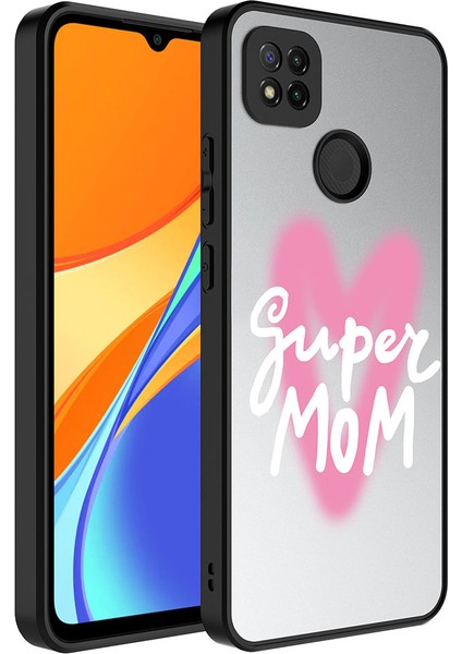 Xiaomi Redmi 9c Kılıf Aynalı Desenli Kamera Korumalı Parlak Zore Mirror Kapak-Süper Anne
