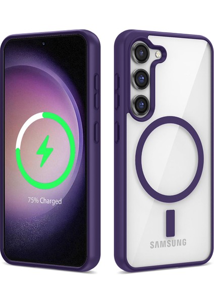 Galaxy S23 Plus Kılıf Magsafe Wireless Şarj Özellikli Silikon Zore Ege Kapak-Mor
