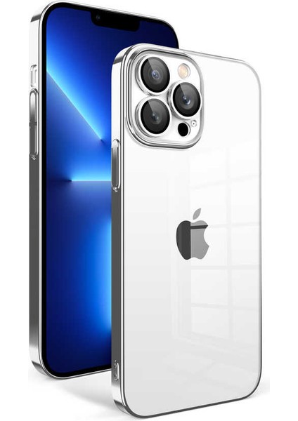 Apple iPhone 12 Pro Uyumlu Kamera Korumalı Renkli Çerçeveli Zore Garaj Kapak-Gümüş modelleri