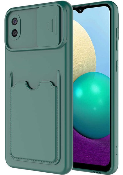 Galaxy A02 Kılıf ​zore Kartix Kapak-Koyu Yeşil