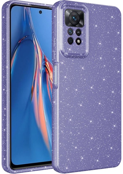 Xiaomi Redmi Note 12 Pro 4g Kılıf Kamera Korumalı Simli Lüks Zore Koton Kapak-Mor