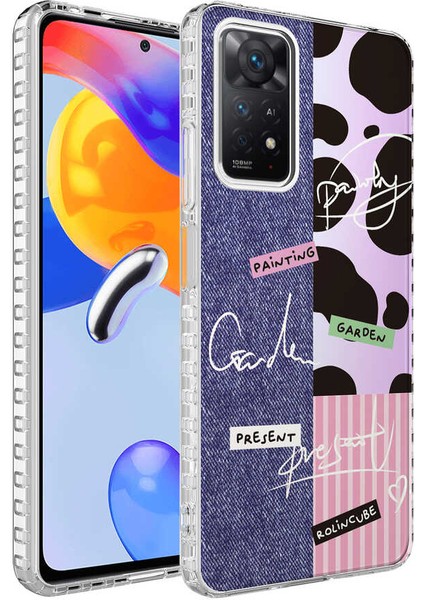 Xiaomi Redmi Note 11 Global Kılıf Airbag Kenarlı Renkli Desenli Silikon Zore Elegans Kapak-No8