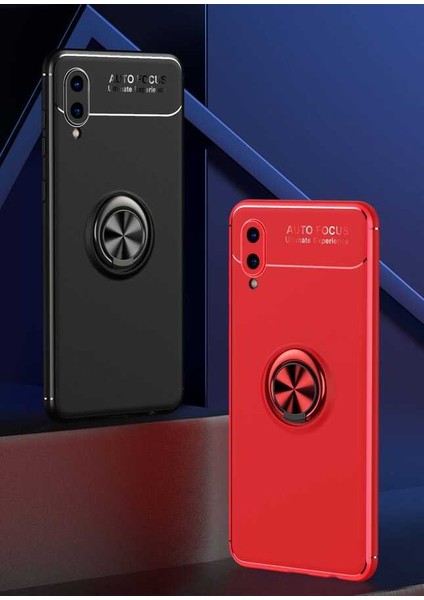 Galaxy A02 Kılıf Zore Ravel Silikon Kapak-Siyah-Kırmızı