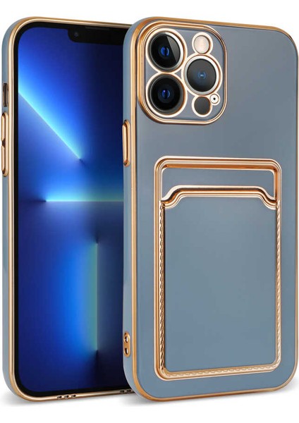 Apple iPhone 12 Pro Max Uyumlu Zore Bark Kartlıklı Kapak-Mavi