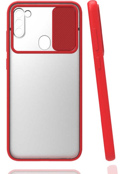 Galaxy A11 Kılıf Zore Lensi Kapak-Kırmızı