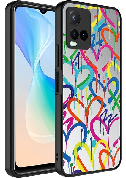 Vivo Y33S Kılıf Aynalı Desenli Kamera Korumalı Parlak Zore Mirror Kapak-Kalp