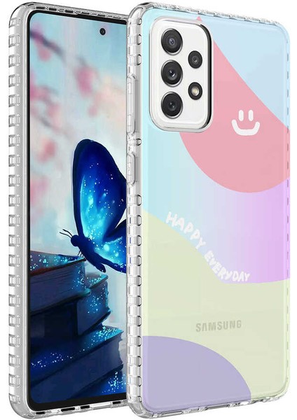 Galaxy A23 Kılıf Airbag Kenarlı Renkli Desenli Silikon Zore Elegans Kapak-No7