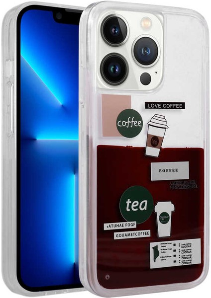 Apple iPhone 13 Pro Max Uyumlu Desenli Sıvılı Zore Drink Silikon Kapak-No1 modelleri