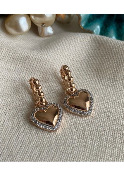 Vip Seri Gold Mini Kalp Küpe