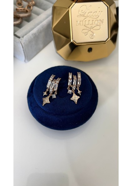 Vip Seri Gold Zirkon Taşlı Kuzey Yıldızı Model Küpe fiyatları