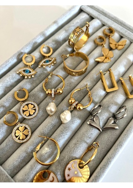 Çelik Gold Inci Detaylı Halka Küpe fiyatları