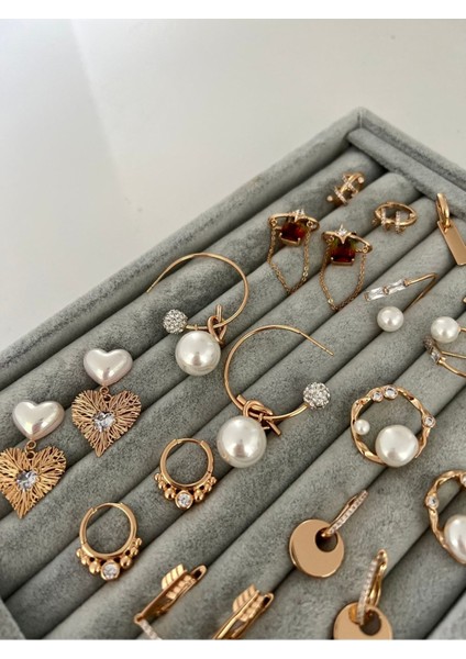 Vip Seri Gold Inci ve Zirkon Taş Detaylı Halka Küpe modelleri