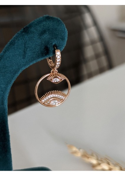 Gold Zirkon Taşlı Göz Halka Küpe modelleri