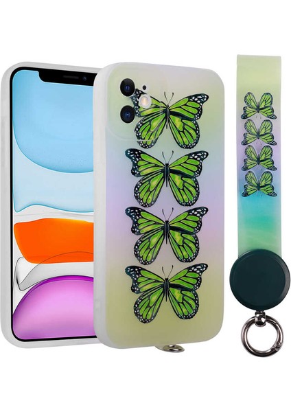 Apple iPhone 11 Kılıf Desenli El Askılı Ipli Zore Arte Silikon Kapak-No4