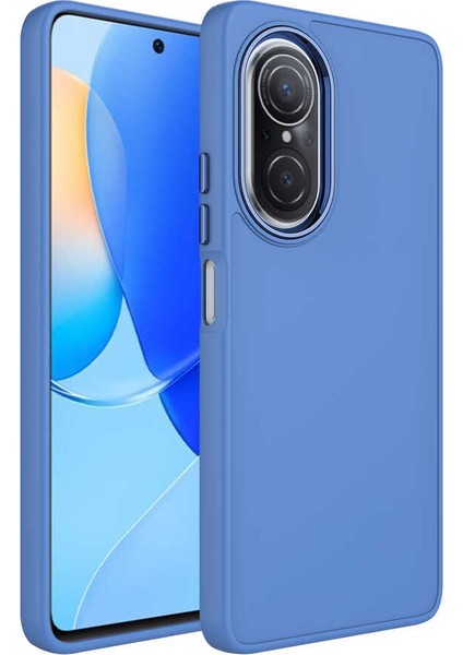 Huawei Nova 9 Se Kılıf Metal Çerçeve ve Buton Tasarımlı Silikon Zore Luna Kapak-Lavendery Gray