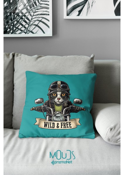 Çift Tarafı Baskılı Free Cat Desenli Tekli Süet Kırlent Kılıfı fiyatları