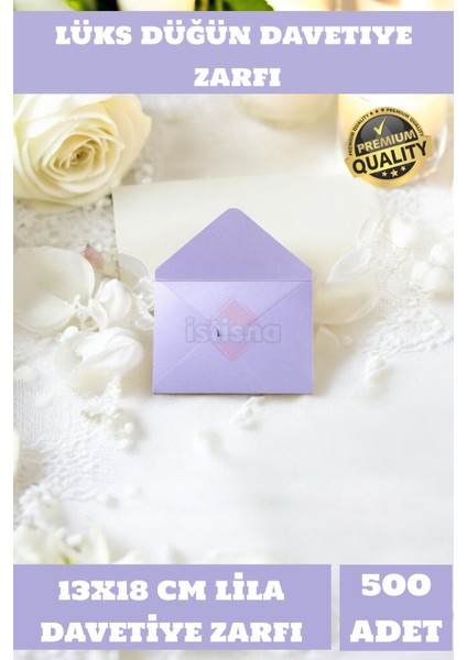 500 Adet 13X18 cm Lila Zarf Davetiye Lüks Tebrik Kartı Mektup Mühür Cüzdan Büyük Düğün Zarfı