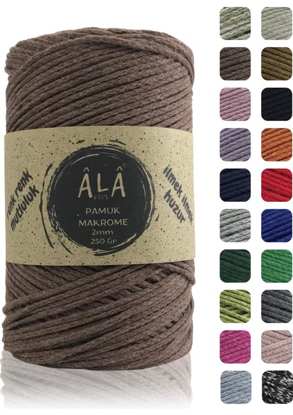 Pamuk Makrome Ipi 2mm Cotton Zincir Makrome Çanta Ipi Supla Ipi Koton Ip 250 Gram Kahve