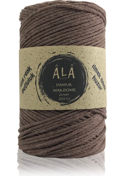 Pamuk Makrome Ipi 2mm Cotton Zincir Makrome Çanta Ipi Supla Ipi Koton Ip 250 Gram Kahve